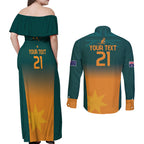 Custom Wallaroos Womens Rugby Couples Matching Off Shoulder Maxi Dress and Long Sleeve Button Shirt Sporty Style