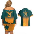 Custom Wallaroos Womens Rugby Couples Matching Off Shoulder Short Dress and Hawaiian Shirt Sporty Style