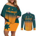 Custom Wallaroos Womens Rugby Couples Matching Off Shoulder Short Dress and Long Sleeve Button Shirt Sporty Style