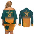 Custom Wallaroos Womens Rugby Couples Matching Off Shoulder Short Dress and Long Sleeve Button Shirt Sporty Style