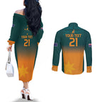 Custom Wallaroos Womens Rugby Couples Matching Off The Shoulder Long Sleeve Dress and Long Sleeve Button Shirt Sporty Style