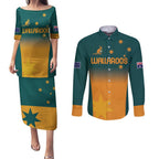Custom Wallaroos Womens Rugby Couples Matching Puletasi and Long Sleeve Button Shirt Sporty Style