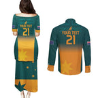Custom Wallaroos Womens Rugby Couples Matching Puletasi and Long Sleeve Button Shirt Sporty Style