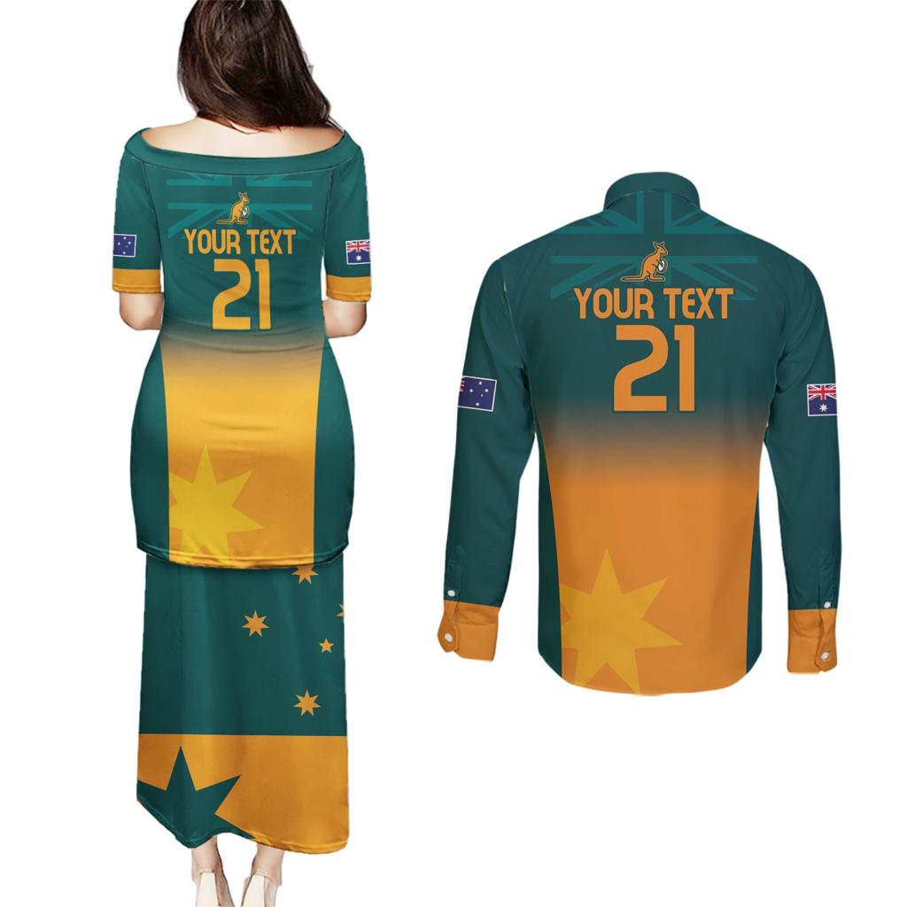 Custom Wallaroos Womens Rugby Couples Matching Puletasi and Long Sleeve Button Shirt Sporty Style