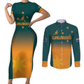 Custom Wallaroos Womens Rugby Couples Matching Short Sleeve Bodycon Dress and Long Sleeve Button Shirt Sporty Style