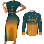Custom Wallaroos Womens Rugby Couples Matching Short Sleeve Bodycon Dress and Long Sleeve Button Shirt Sporty Style