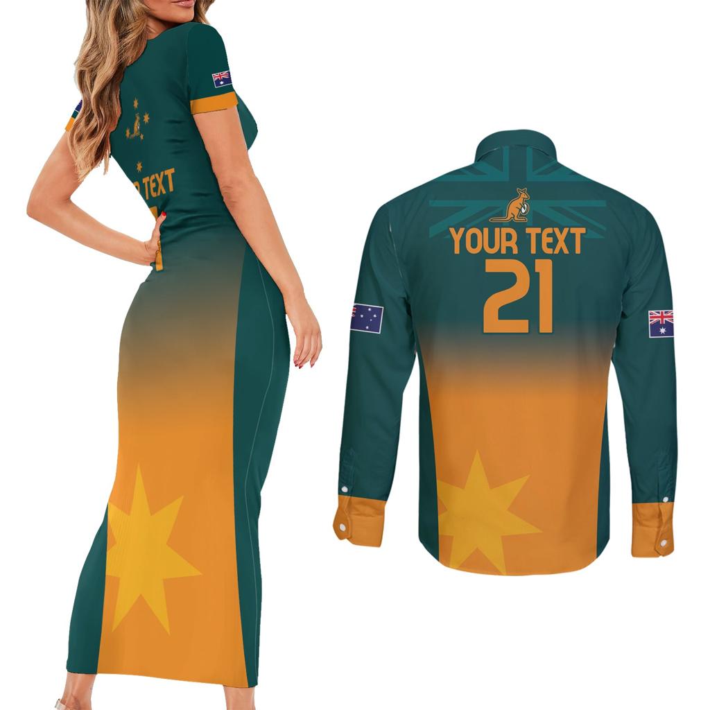 Custom Wallaroos Womens Rugby Couples Matching Short Sleeve Bodycon Dress and Long Sleeve Button Shirt Sporty Style