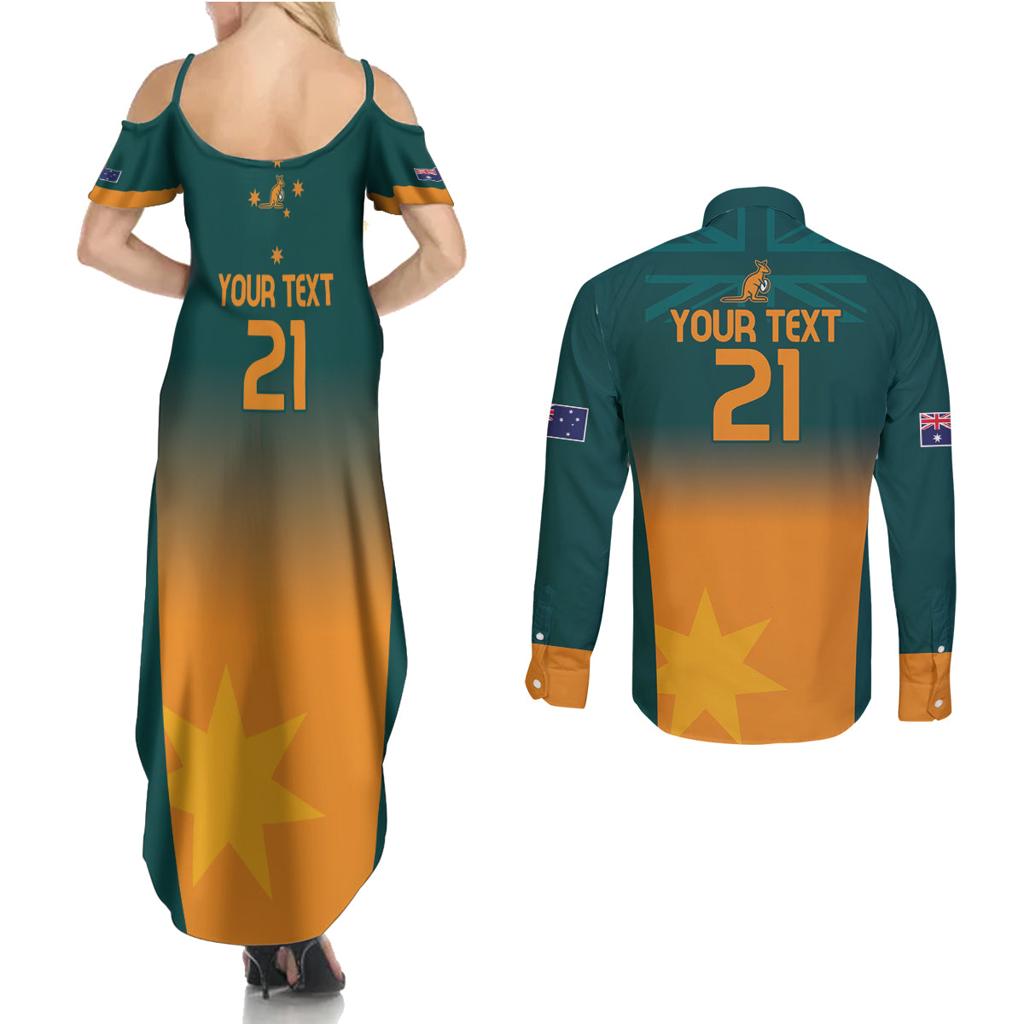 Custom Wallaroos Womens Rugby Couples Matching Summer Maxi Dress and Long Sleeve Button Shirt Sporty Style