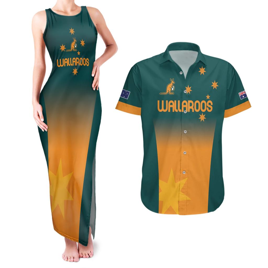 Custom Wallaroos Womens Rugby Couples Matching Tank Maxi Dress and Hawaiian Shirt Sporty Style