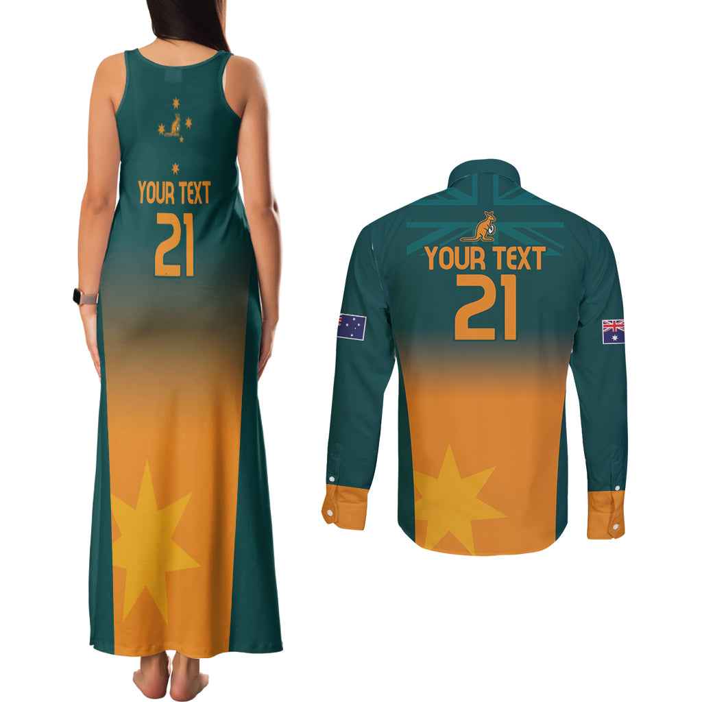 Custom Wallaroos Womens Rugby Couples Matching Tank Maxi Dress and Long Sleeve Button Shirt Sporty Style