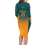 Custom Wallaroos Womens Rugby Family Matching Long Sleeve Bodycon Dress and Hawaiian Shirt Sporty Style