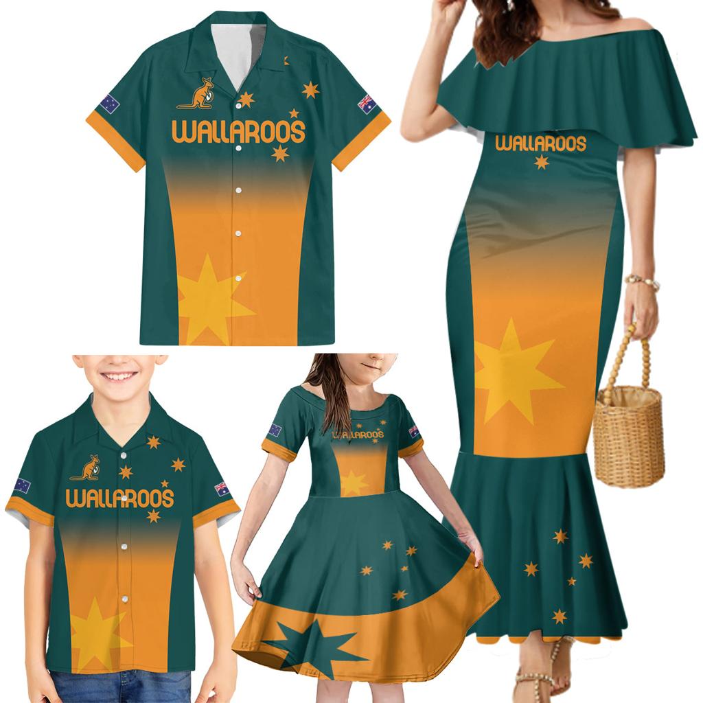 Custom Wallaroos Womens Rugby Family Matching Mermaid Dress and Hawaiian Shirt Sporty Style