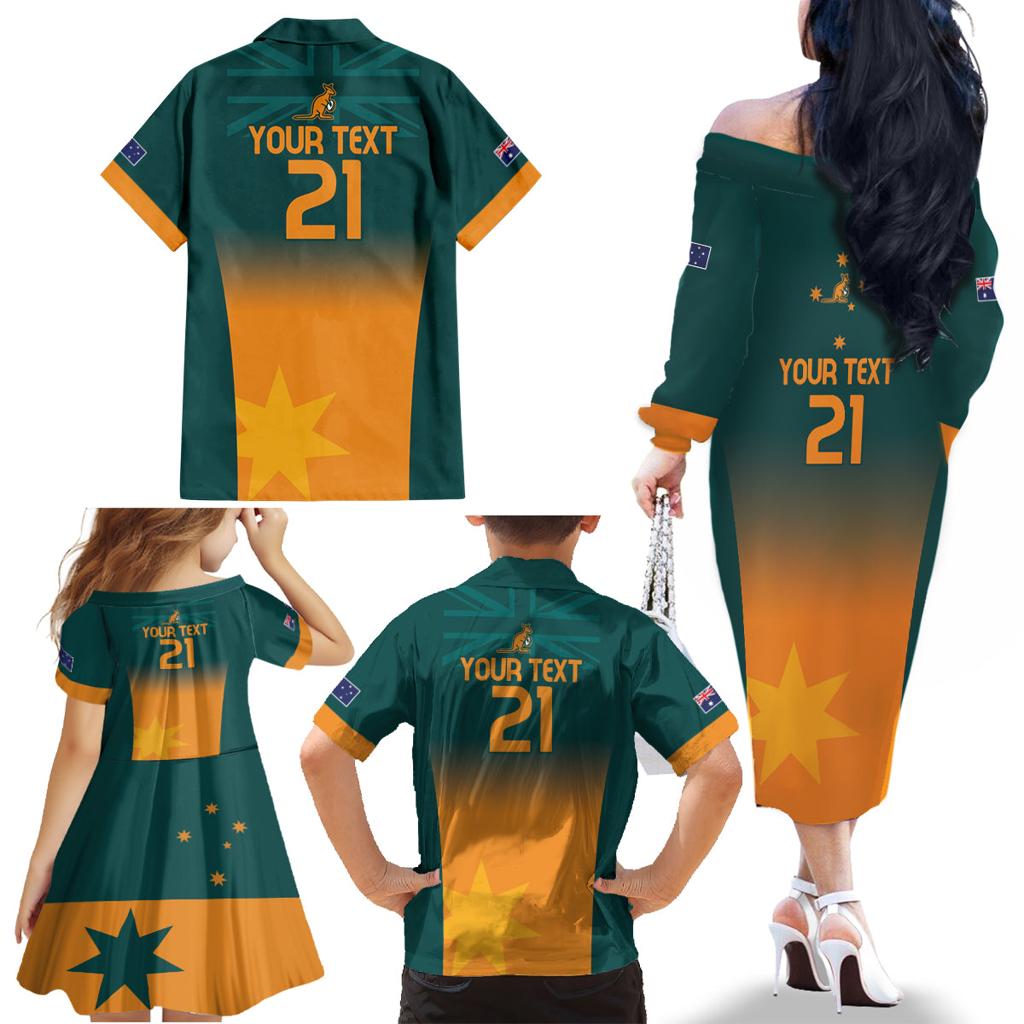Custom Wallaroos Womens Rugby Family Matching Off The Shoulder Long Sleeve Dress and Hawaiian Shirt Sporty Style