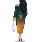 Custom Wallaroos Womens Rugby Family Matching Off The Shoulder Long Sleeve Dress and Hawaiian Shirt Sporty Style