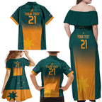 Custom Wallaroos Womens Rugby Family Matching Off Shoulder Maxi Dress and Hawaiian Shirt Sporty Style