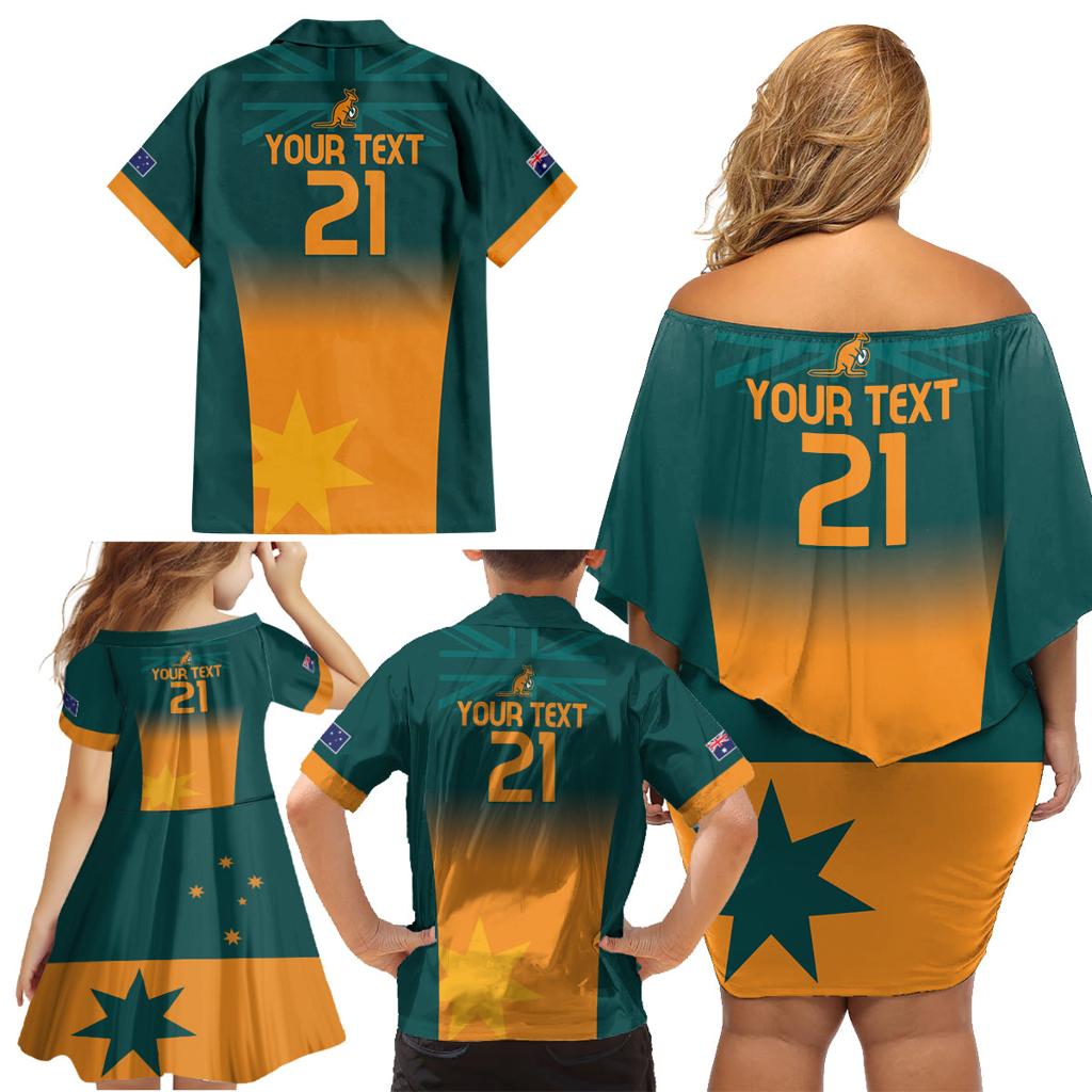Custom Wallaroos Womens Rugby Family Matching Off Shoulder Short Dress and Hawaiian Shirt Sporty Style