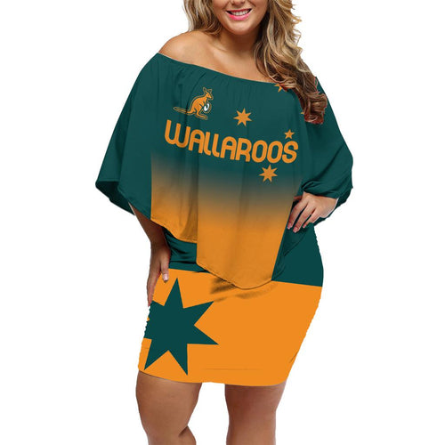 Custom Wallaroos Womens Rugby Family Matching Off Shoulder Short Dress and Hawaiian Shirt Sporty Style