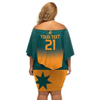 Custom Wallaroos Womens Rugby Family Matching Off Shoulder Short Dress and Hawaiian Shirt Sporty Style