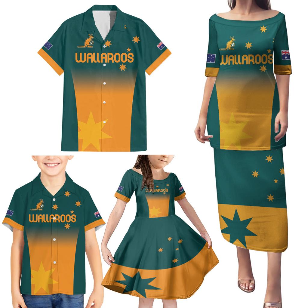 Custom Wallaroos Womens Rugby Family Matching Puletasi and Hawaiian Shirt Sporty Style