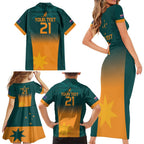 Custom Wallaroos Womens Rugby Family Matching Short Sleeve Bodycon Dress and Hawaiian Shirt Sporty Style