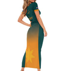 Custom Wallaroos Womens Rugby Family Matching Short Sleeve Bodycon Dress and Hawaiian Shirt Sporty Style