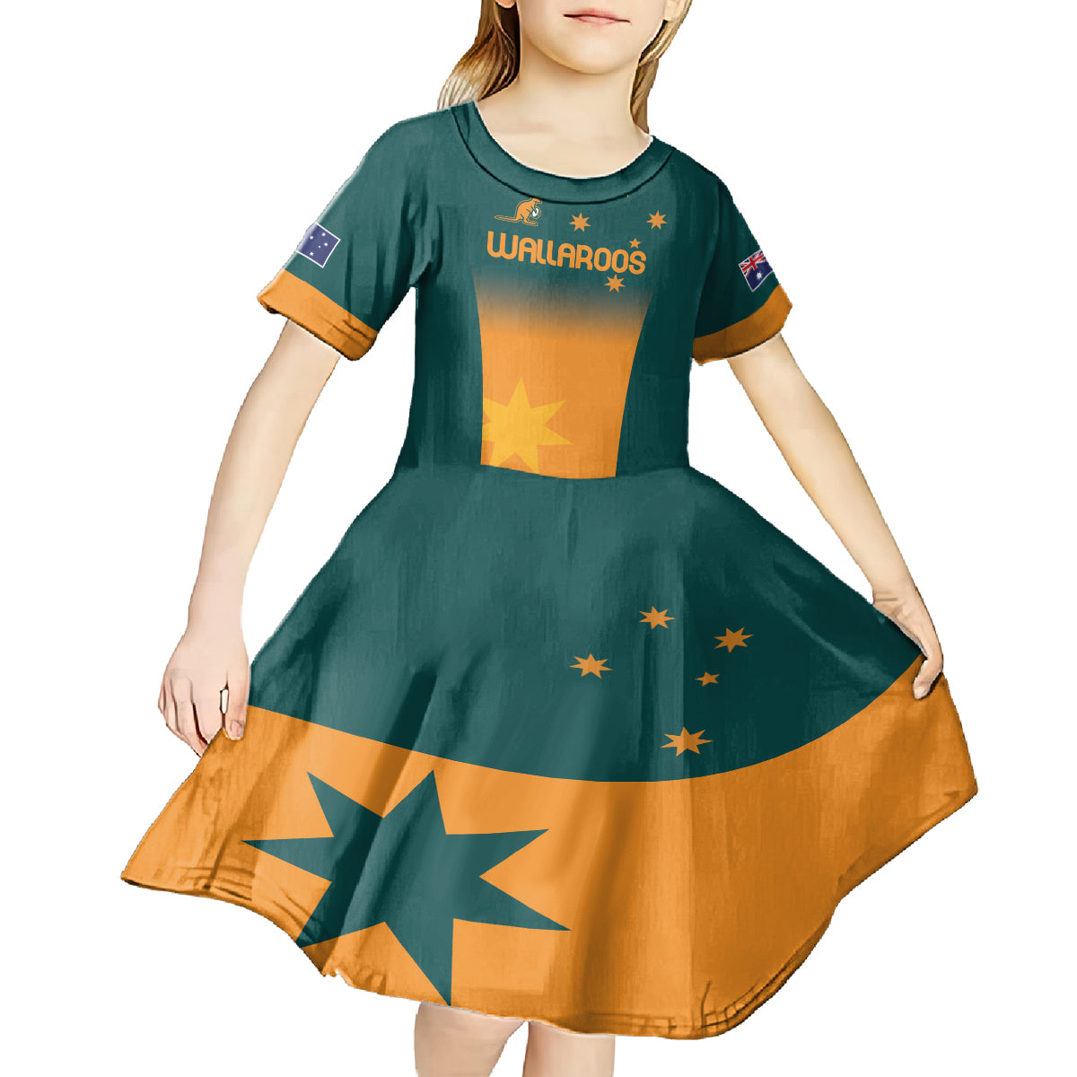 Custom Wallaroos Womens Rugby Kid Short Sleeve Dress Sporty Style