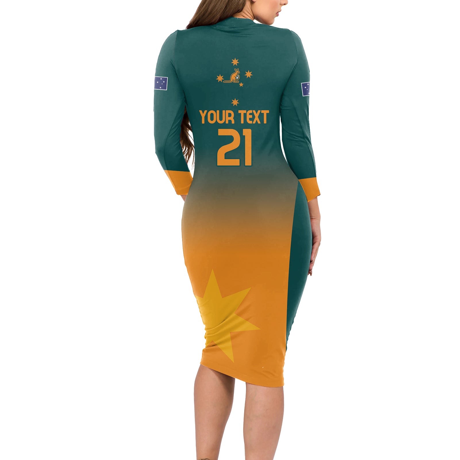 Custom Wallaroos Womens Rugby Long Sleeve Bodycon Dress Sporty Style