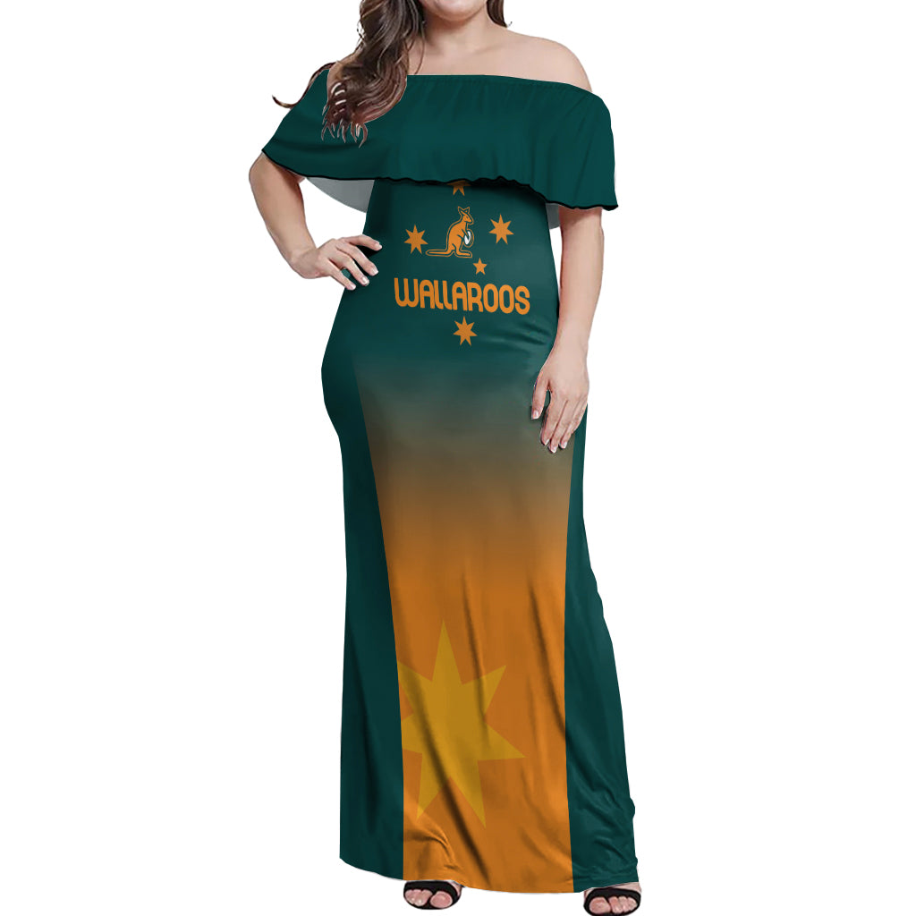 Custom Wallaroos Womens Rugby Off Shoulder Maxi Dress Sporty Style