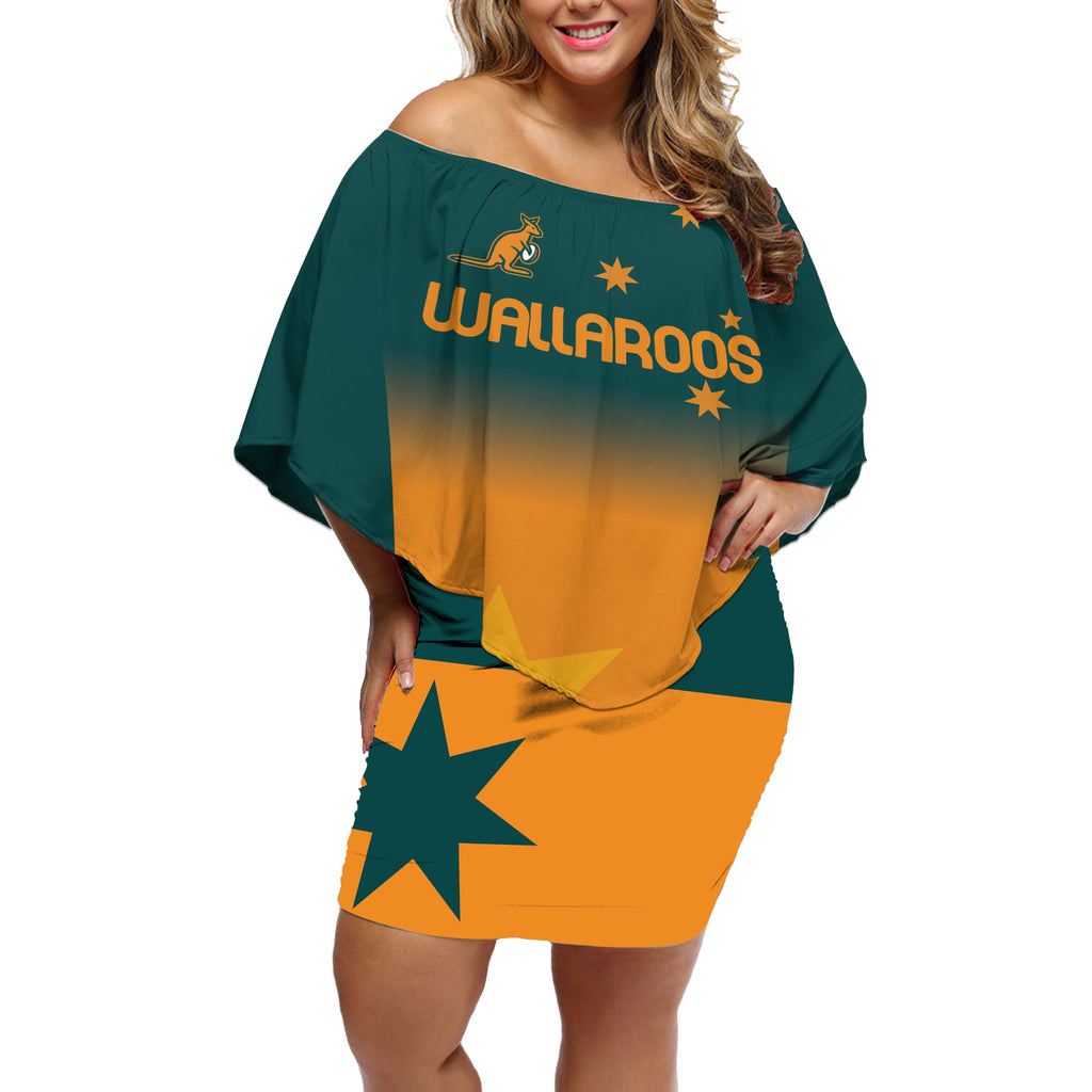 Custom Wallaroos Womens Rugby Off Shoulder Short Dress Sporty Style