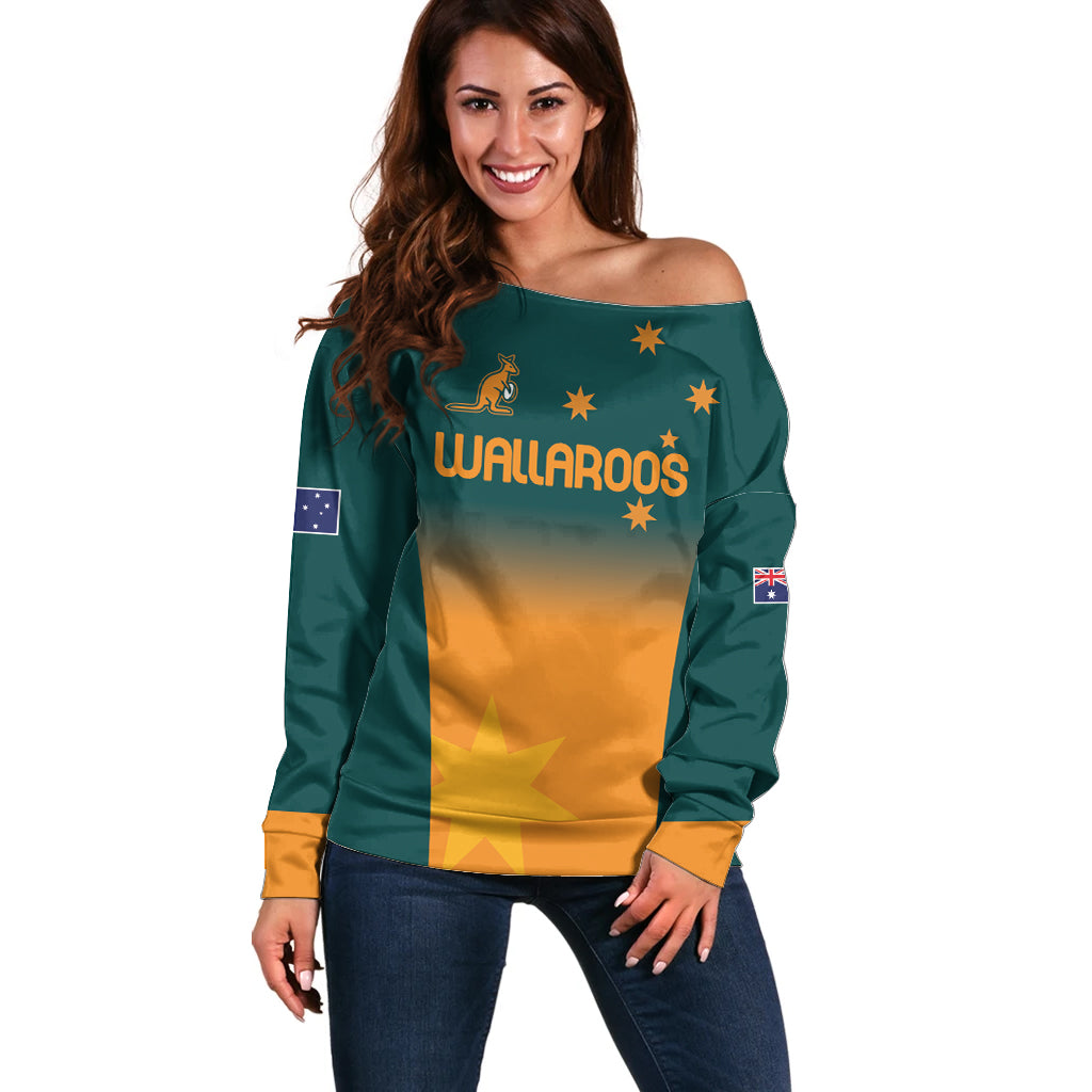 Custom Wallaroos Womens Rugby Off Shoulder Sweater Sporty Style
