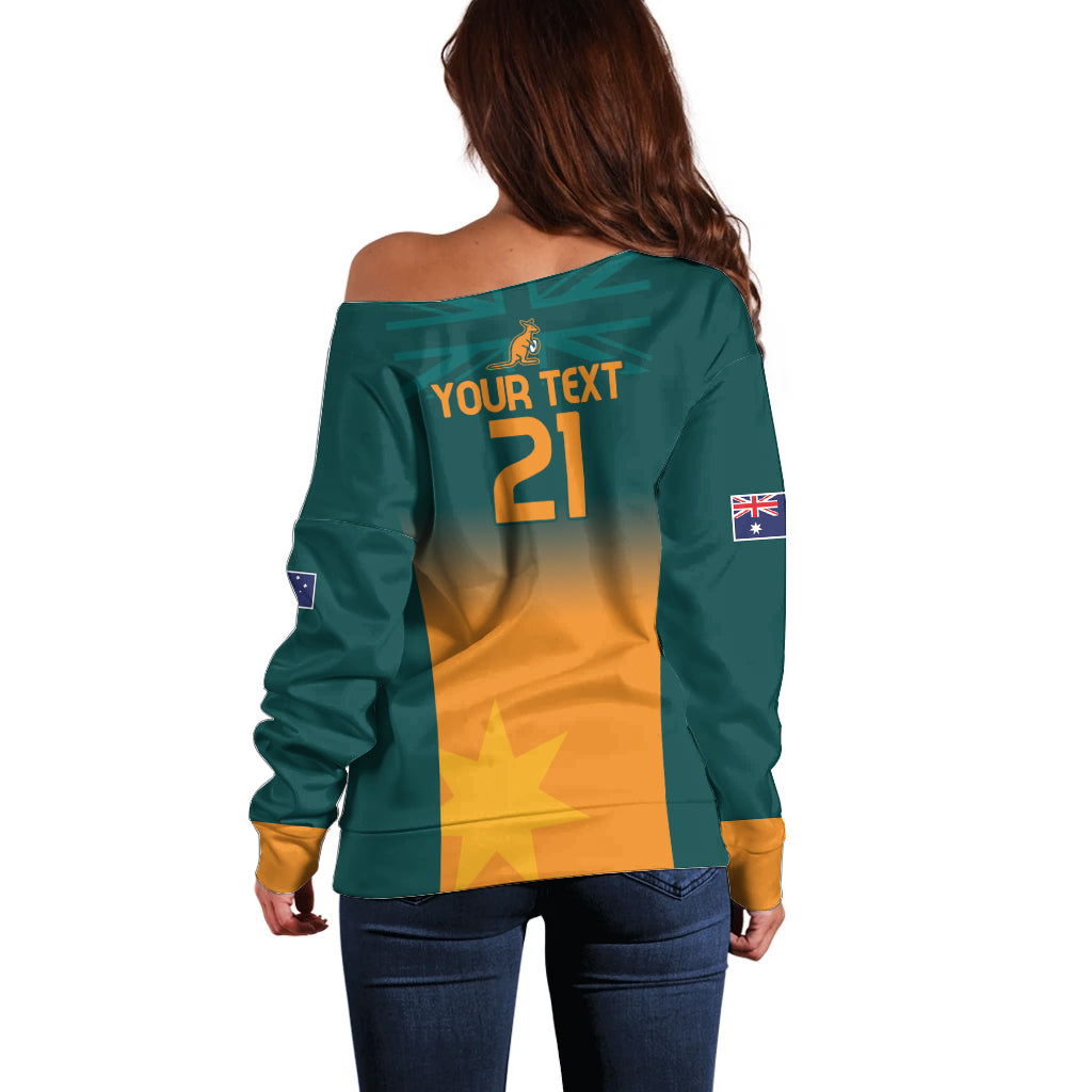 Custom Wallaroos Womens Rugby Off Shoulder Sweater Sporty Style