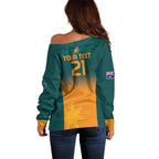Custom Wallaroos Womens Rugby Off Shoulder Sweater Sporty Style