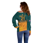 Custom Wallaroos Womens Rugby Off Shoulder Sweater Sporty Style