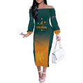 Custom Wallaroos Womens Rugby Off The Shoulder Long Sleeve Dress Sporty Style