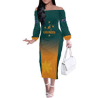 Custom Wallaroos Womens Rugby Off The Shoulder Long Sleeve Dress Sporty Style