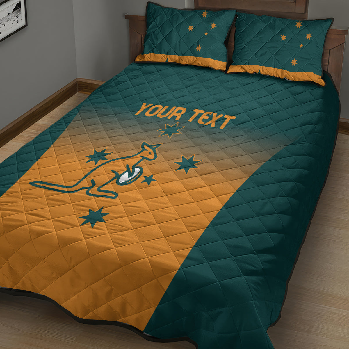 Custom Wallaroos Womens Rugby Quilt Bed Set Sporty Style