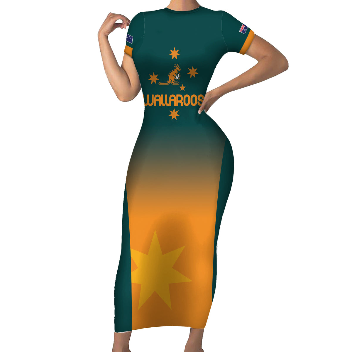 Custom Wallaroos Womens Rugby Short Sleeve Bodycon Dress Sporty Style