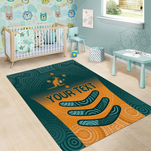 Custom Wallaroos Womens Rugby Area Rug Aboriginal Dots Art