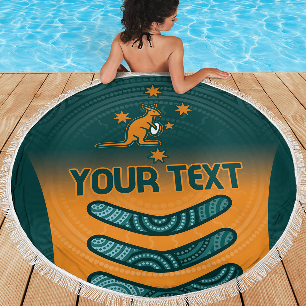 Custom Wallaroos Womens Rugby Beach Blanket Aboriginal Dots Art