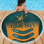 Custom Wallaroos Womens Rugby Beach Blanket Aboriginal Dots Art