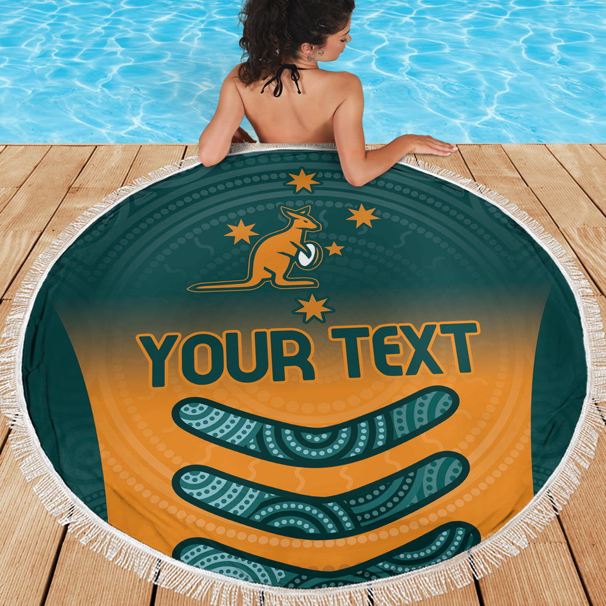 Custom Wallaroos Womens Rugby Beach Blanket Aboriginal Dots Art