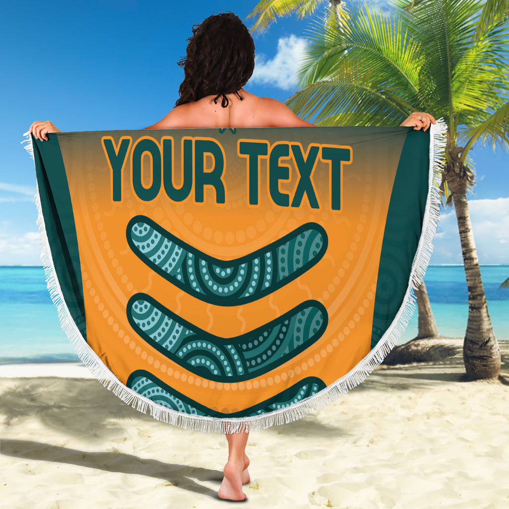 Custom Wallaroos Womens Rugby Beach Blanket Aboriginal Dots Art