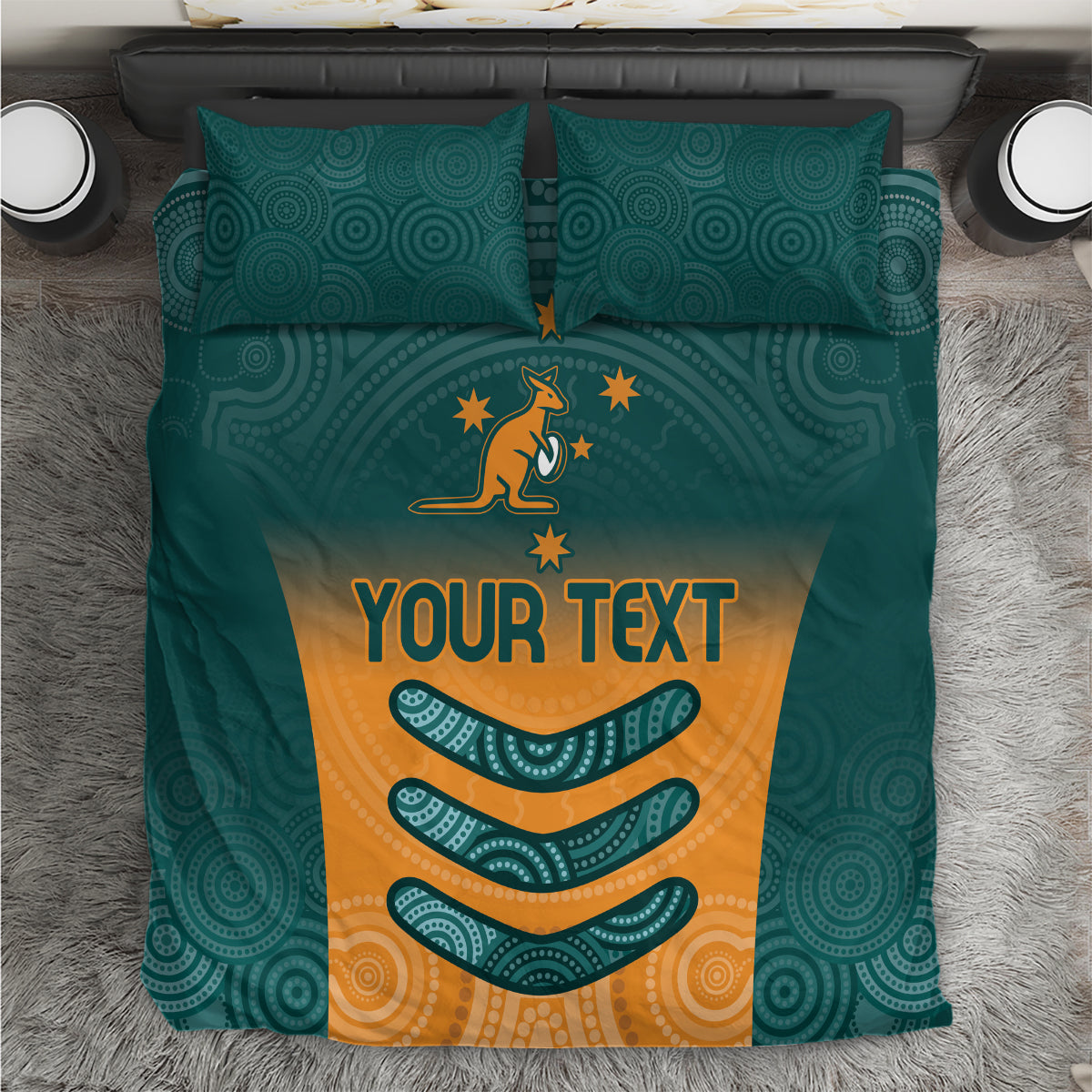 Custom Wallaroos Womens Rugby Bedding Set Aboriginal Dots Art
