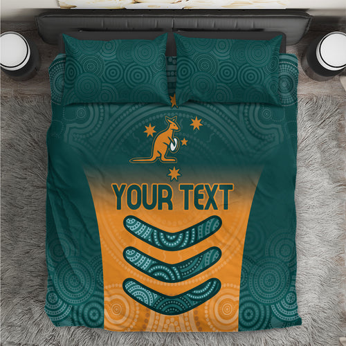 Custom Wallaroos Womens Rugby Bedding Set Aboriginal Dots Art