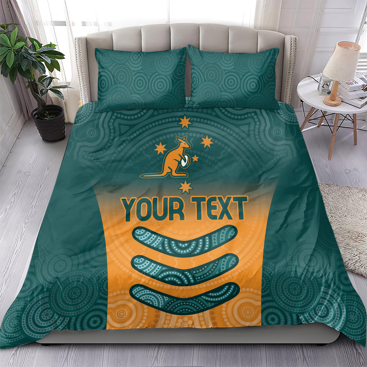 Custom Wallaroos Womens Rugby Bedding Set Aboriginal Dots Art