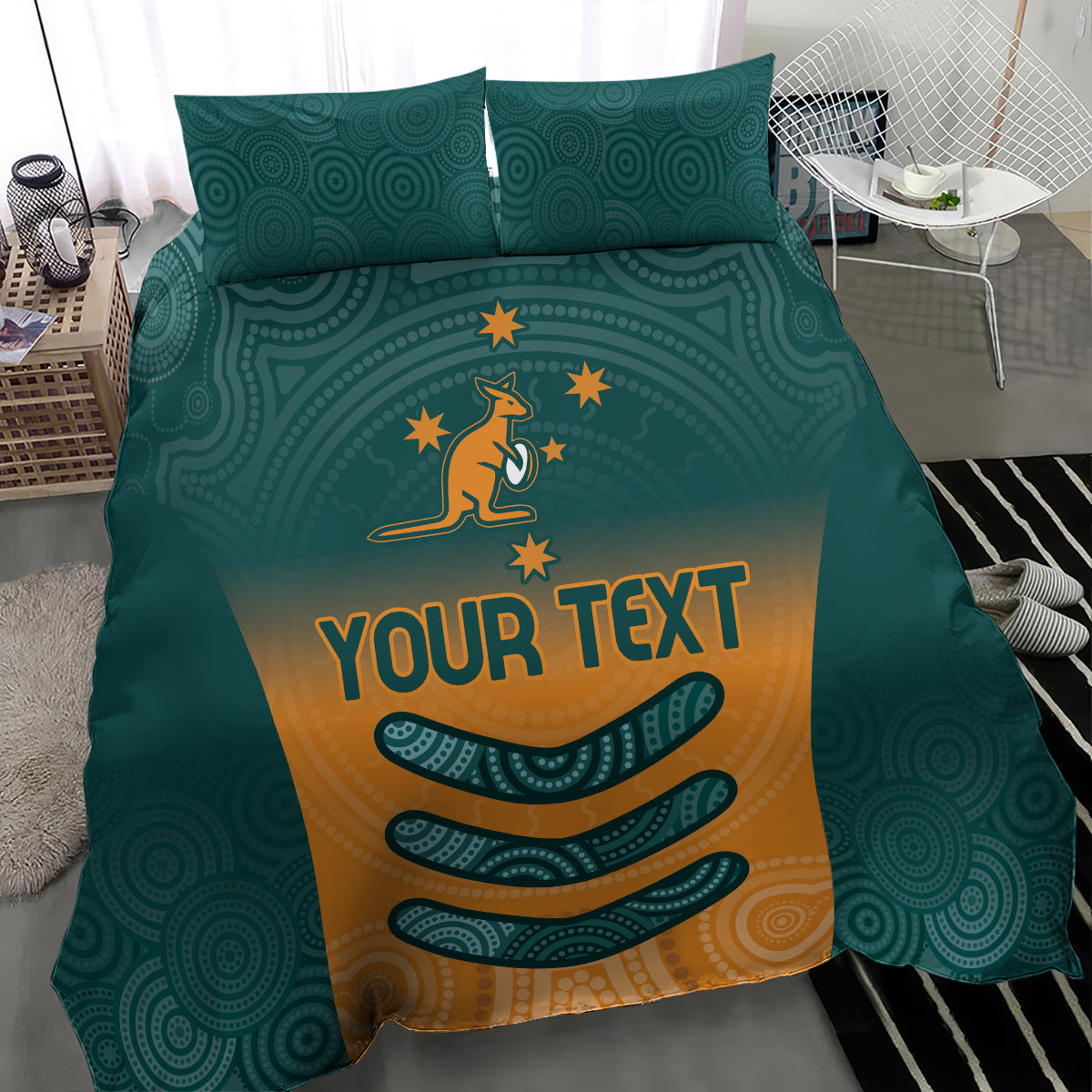 Custom Wallaroos Womens Rugby Bedding Set Aboriginal Dots Art