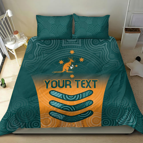 Custom Wallaroos Womens Rugby Bedding Set Aboriginal Dots Art
