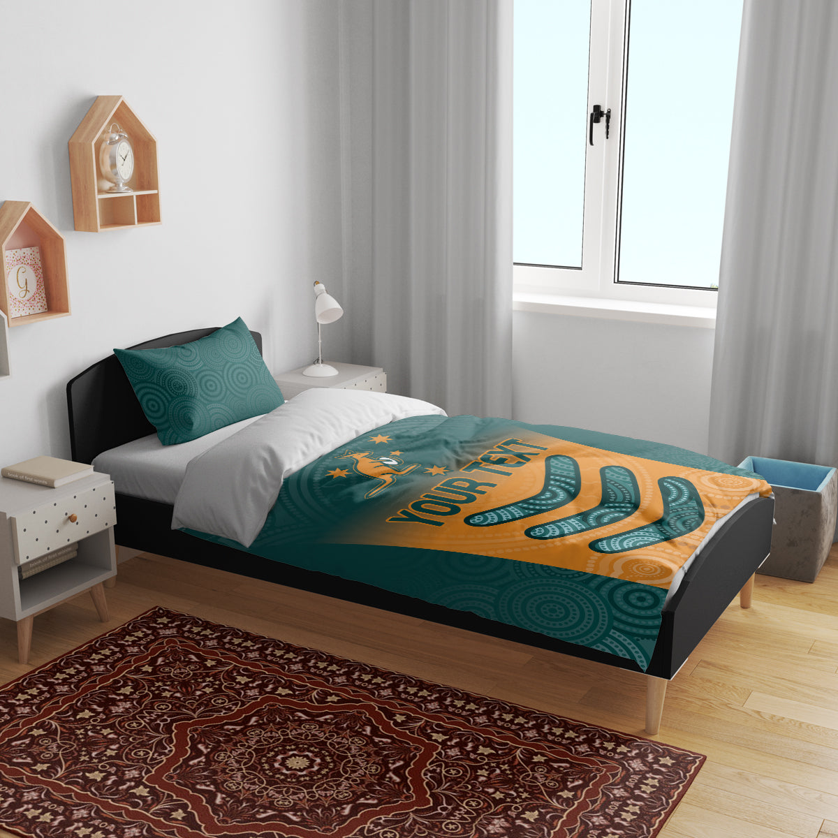 Custom Wallaroos Womens Rugby Bedding Set Aboriginal Dots Art