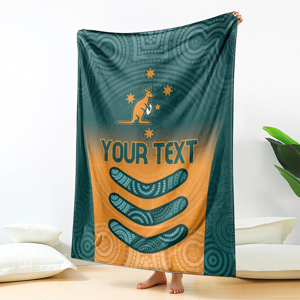 Custom Wallaroos Womens Rugby Blanket Aboriginal Dots Art