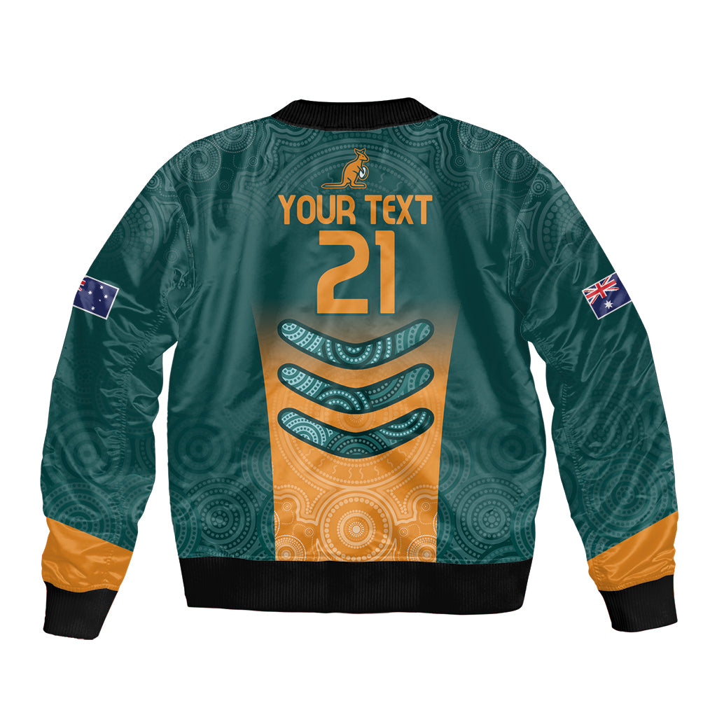 Custom Wallaroos Womens Rugby Bomber Jacket Aboriginal Dots Art